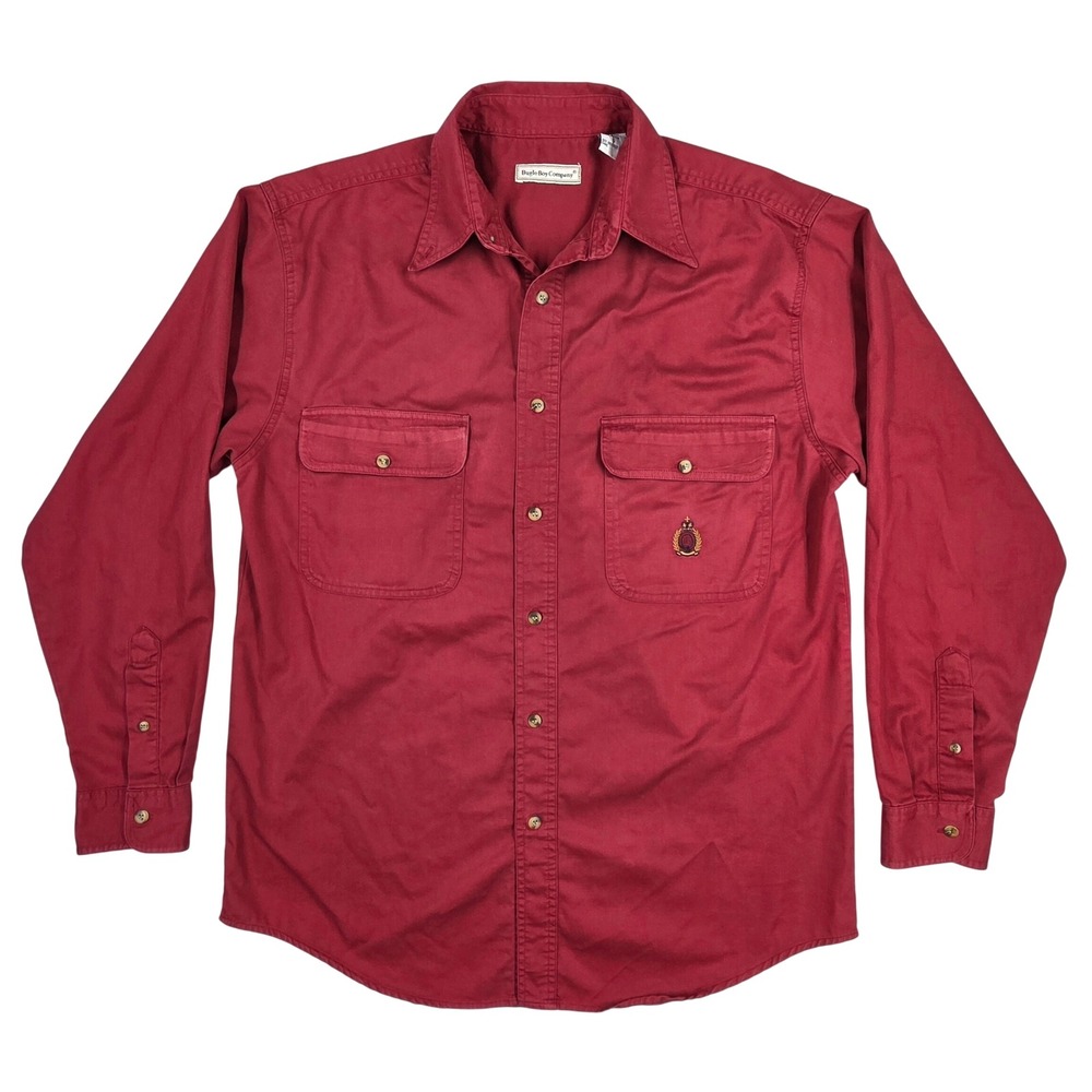 Bugle Boy Company Mens Small Red Cotton Twill Long Sleeve Button Down Shirt